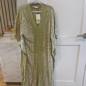 Zara Sage Green Embroidered Dress or Coverup